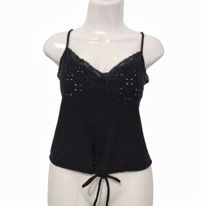 Guess - Black Eyelet Lace Trim Camisole